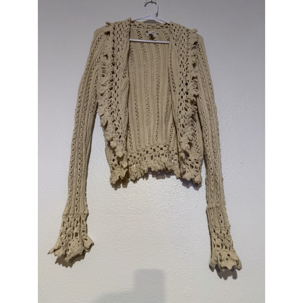 Abercrombie &‎ Fitch cream crocheted cardigan Size M Women's Vintage Y2K